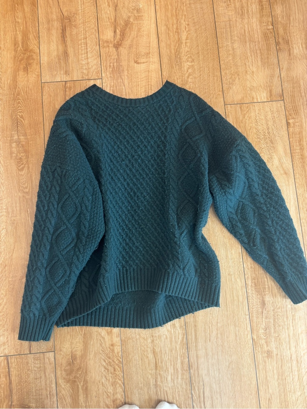 Sunday Best Dark Teal Cable Knit Scoop Neck Sweater